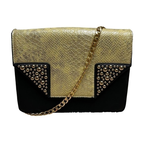 2/$30 Gold And Black Embellished Shoulder Bag with Chain Strap - Picture 5 of 9